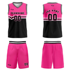 Benutzerdefinierter Rosa Schwarz Weiß Basketball Jersey Uniform Anzug gedruckt Ihr Logo Name Nummer
