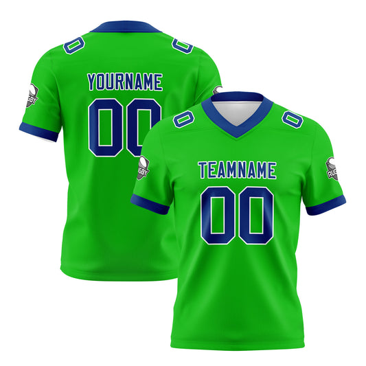 Benutzerdefinierte Grün Blau Fußball Trikots Personalisierter Name Nummer Logo