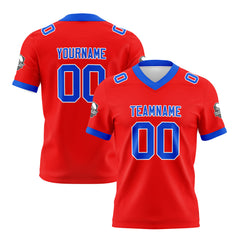 Benutzerdefinierte Rot Blau Fußball Trikots Personalisierter Name Nummer Logo