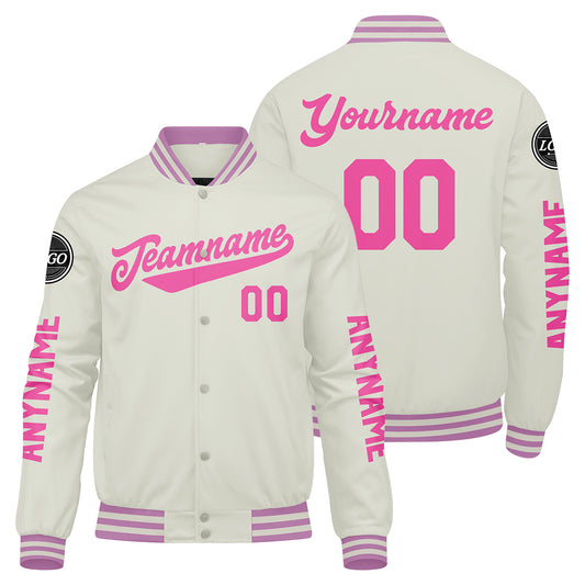 Maßgeschneiderte Creme Letterman Varsity Jacket Individuelle Stickerei Druck nach Ihrem Wunsch