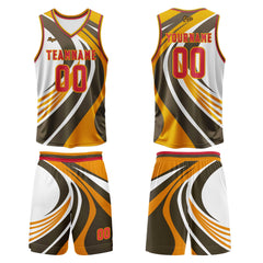 Benutzerdefinierter Gelb Orange Basketball Jersey Uniform Anzug gedruckt Ihr Logo Name Nummer