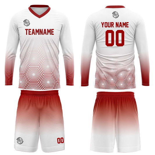 Kundenspezifisches Rot Weiß Basketball Fußball Schießen langes T-Shirt für Erwachsene und Kinder