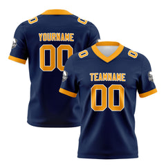 Benutzerdefinierte Blau Gelb Fußball Trikots Personalisierter Name Nummer Logo