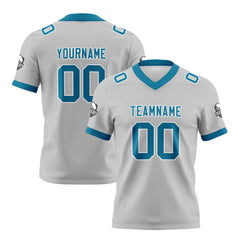 Benutzerdefinierte Grau Blau Fußball Trikots Personalisierter Name Nummer Logo