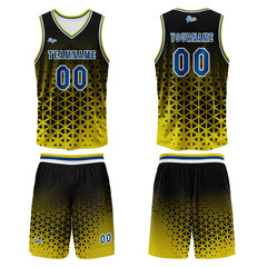 Benutzerdefinierter Gelb Blau Basketball Jersey Uniform Anzug gedruckt Ihr Logo Name Nummer