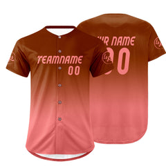 Benutzerdefiniert Braun Rosa Personalisierter Baseball Jersey mit Farbverlauf Team Uniform mit Namen und Nummer