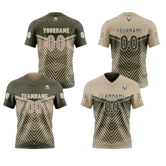 Benutzerdefinierte Olivengrün Khaki Reversibel Fußball Trikot Personalisierte Gradient Fußball Shirts für Männer gedruckt Team Name Nummer Logo