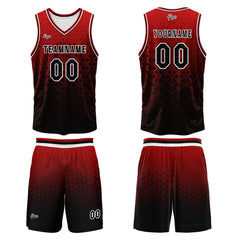 Benutzerdefinierter Rot Schwarz Basketball Jersey Uniform Anzug gedruckt Ihr Logo Name Nummer