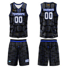 Benutzerdefinierter Schwarz Azurblau Basketball Jersey Uniform Anzug gedruckt Ihr Logo Name Nummer