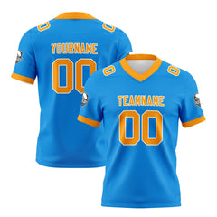 Benutzerdefinierte Blau Orange Fußball Trikots Personalisierter Name Nummer Logo