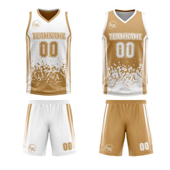 Benutzerdefinierte Braun Weiß Reversible Basketball Jersey Personalisierte Drucken Name Nummer Logo