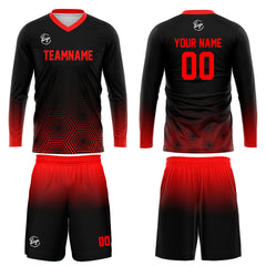 Kundenspezifisches Schwarz Rot Basketball Fußball Schießen langes T-Shirt für Erwachsene und Kinder