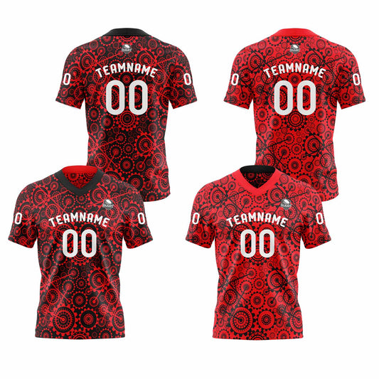 Benutzerdefinierte Rot Schwarz Reversibel Fußball Trikot Personalisierte Gradient Fußball Shirts für Männer gedruckt Team Name Nummer Logo