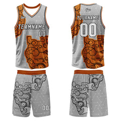 Benutzerdefinierter Grau Orange Basketball Jersey Uniform Anzug gedruckt Ihr Logo Name Nummer