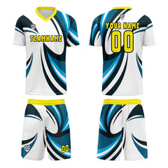 Benutzerdefinierte Weiß Blau Trikots für Männer Frauen Personalisierte Fußball Uniformen für Erwachsene und Kind