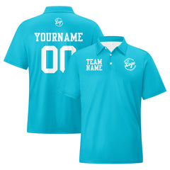 Benutzerdefinierte Cyan Weiß Fußball Polo-Shirts Fügen Sie Ihr Einzigartiges hinzu Logo/Name/Nummer