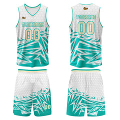 Benutzerdefinierter Blau Beige Basketball Jersey Uniform Anzug gedruckt Ihr Logo Name Nummer