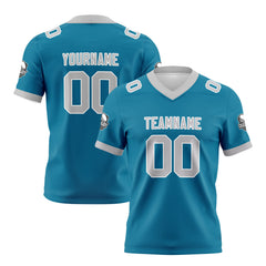 Benutzerdefinierte Blau Grau Fußball Trikots Personalisierter Name Nummer Logo