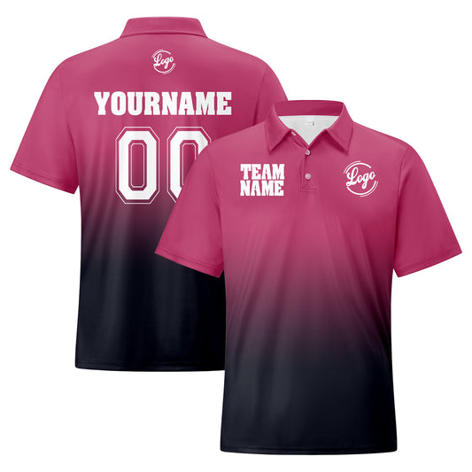 Benutzerdefinierte Rosa Grau Fußball Gradient Polo-Shirts Fügen Sie Ihr Einzigartiges hinzu Logo/Name/Nummer