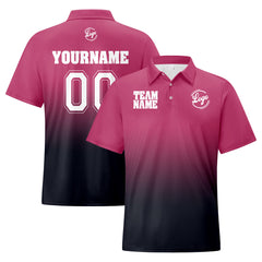 Benutzerdefinierte Rosa Grau Fußball Gradient Polo-Shirts Fügen Sie Ihr Einzigartiges hinzu Logo/Name/Nummer