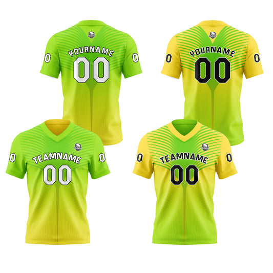 Benutzerdefinierte Grün Gelb Reversibel Fußball Trikot Personalisierte Gradient Fußball Shirts für Männer gedruckt Team Name Nummer Logo