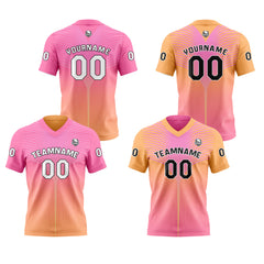 Benutzerdefinierte Orange Rosa Reversibel Fußball Trikot Personalisierte Gradient Fußball Shirts für Männer gedruckt Team Name Nummer Logo