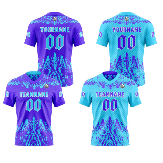 Benutzerdefinierte Dunkelviolett Blau Reversibel Fußball Trikot Personalisierte Gradient Fußball Shirts für Männer gedruckt Team Name Nummer Logo