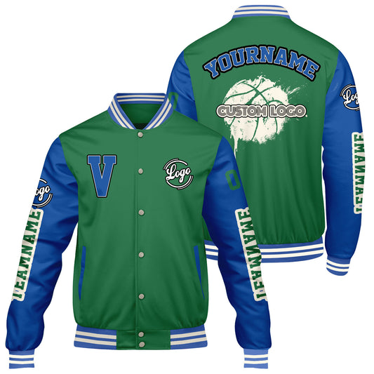 Maßgeschneiderte Grün Royal Letterman Varsity Jacket Individuelle Stickerei Druck nach Ihrem Wunsch