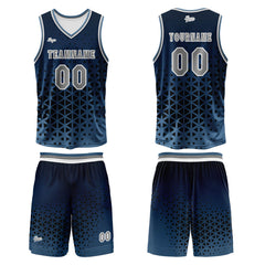 Benutzerdefinierter Blau Grau Basketball Jersey Uniform Anzug gedruckt Ihr Logo Name Nummer