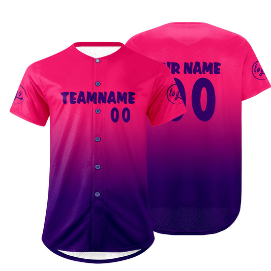 Benutzerdefiniert Fuchsia Lila Personalisierter Baseball Jersey mit Farbverlauf Team Uniform mit Namen und Nummer