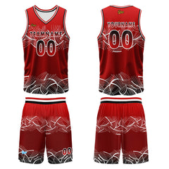 Benutzerdefinierter Rot Basketball Jersey Uniform Anzug gedruckt Ihr Logo Name Nummer