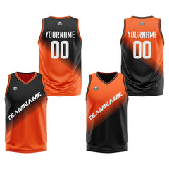 Benutzerdefinierte Schwarz Orange Reversible Basketball Jersey Personalisierte Print Name Nummer Logo