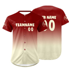 Benutzerdefiniert Rot Weiß Personalisierter Baseball Jersey mit Farbverlauf Team Uniform mit Namen und Nummer
