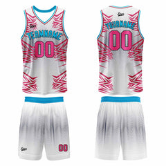 Benutzerdefinierter Weiß Rosa Basketball Jersey Uniform Anzug gedruckt Ihr Logo Name Nummer