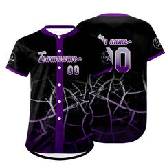Benutzerdefiniert Schwarz Lila Grau Personalisierter Baseball Jersey mit Farbverlauf Team Uniform mit Namen und Nummer