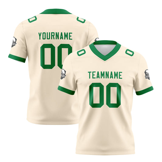 Benutzerdefinierte Creme Grün Fußball Trikots Personalisierter Name Nummer Logo