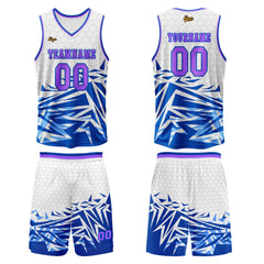 Benutzerdefinierter Blau Violett Basketball Jersey Uniform Anzug gedruckt Ihr Logo Name Nummer