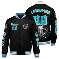 Maßgeschneiderte Hellblau Letterman Varsity Jacket Individuelle Stickerei Druck nach Ihrem Wunsch