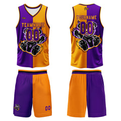 Benutzerdefinierter Orange Violett Basketball Jersey Uniform Anzug gedruckt Ihr Logo Name Nummer