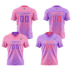 Benutzerdefinierte Lila Rosa Reversibel Fußball Trikot Personalisierte Gradient Fußball Shirts für Männer gedruckt Team Name Nummer Logo