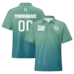 Benutzerdefinierte Hellgrün Cyan Fußball Gradient Polo-Shirts Fügen Sie Ihr Einzigartiges hinzu Logo/Name/Nummer