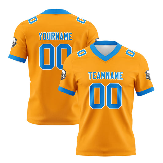 Benutzerdefinierte Orange Blau Fußball Trikots Personalisierter Name Nummer Logo
