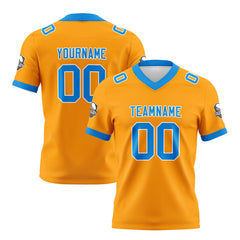 Benutzerdefinierte Orange Blau Fußball Trikots Personalisierter Name Nummer Logo