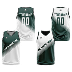 Benutzerdefinierte Grün Weiß Reversible Basketball Jersey Personalisierte Print Name Nummer Logo