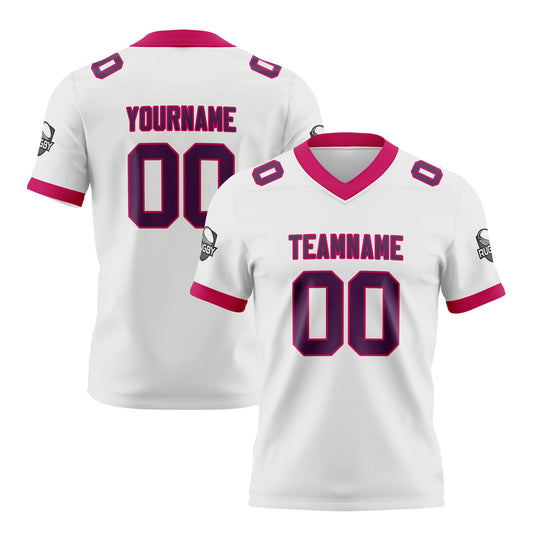 Benutzerdefinierte Weiß Rosa Fußball Trikots Personalisierter Name Nummer Logo