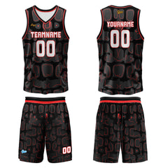 Benutzerdefinierter Schwarz Rot Basketball Jersey Uniform Anzug gedruckt Ihr Logo Name Nummer
