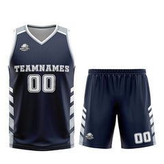 Benutzerdefinierter Marine Grau Basketball Jersey Uniform Anzug gedruckt Ihr Logo Name Nummer