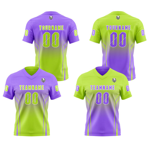 Benutzerdefinierte Lila Grün Reversibel Fußball Trikot Personalisierte Gradient Fußball Shirts für Männer gedruckt Team Name Nummer Logo