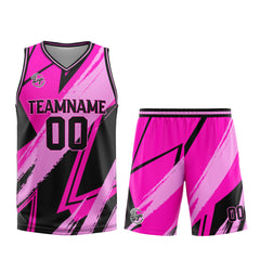 Benutzerdefinierter Rosa Schwarz Basketball Jersey Uniform Anzug gedruckt Ihr Logo Name Nummer