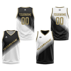 Benutzerdefinierte Schwarz Weiß Reversible Basketball Jersey Personalisierte Print Name Nummer Logo
